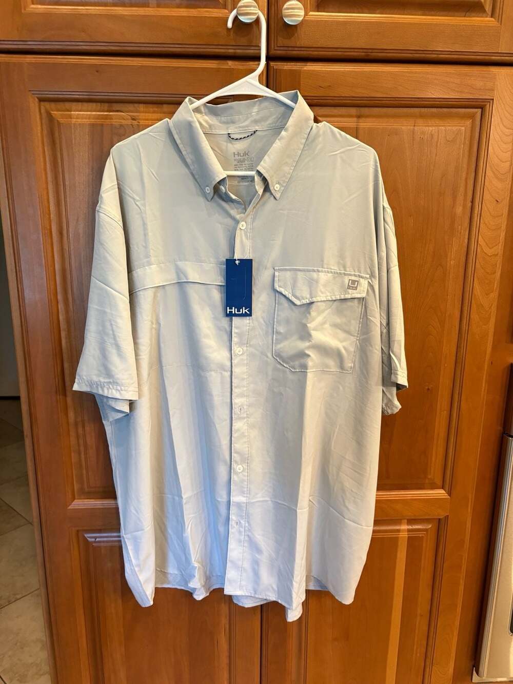 Huk Men's Tide Point Short Sleeve Fishing Shirt Size XXL Harbor Mist